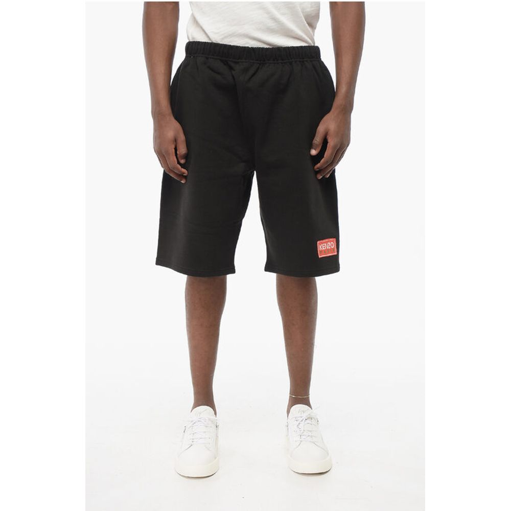 Brushed Cotton Shorts with Logo Patch