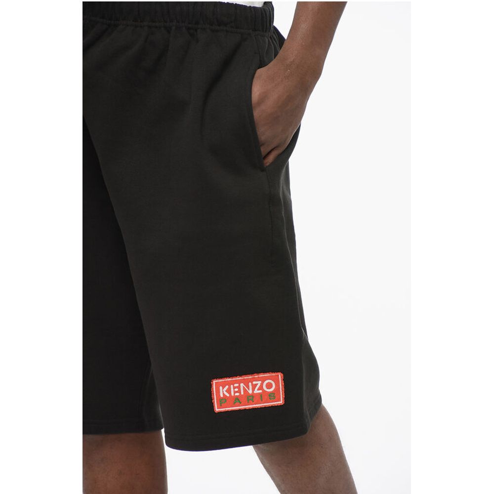 Brushed Cotton Shorts with Logo Patch