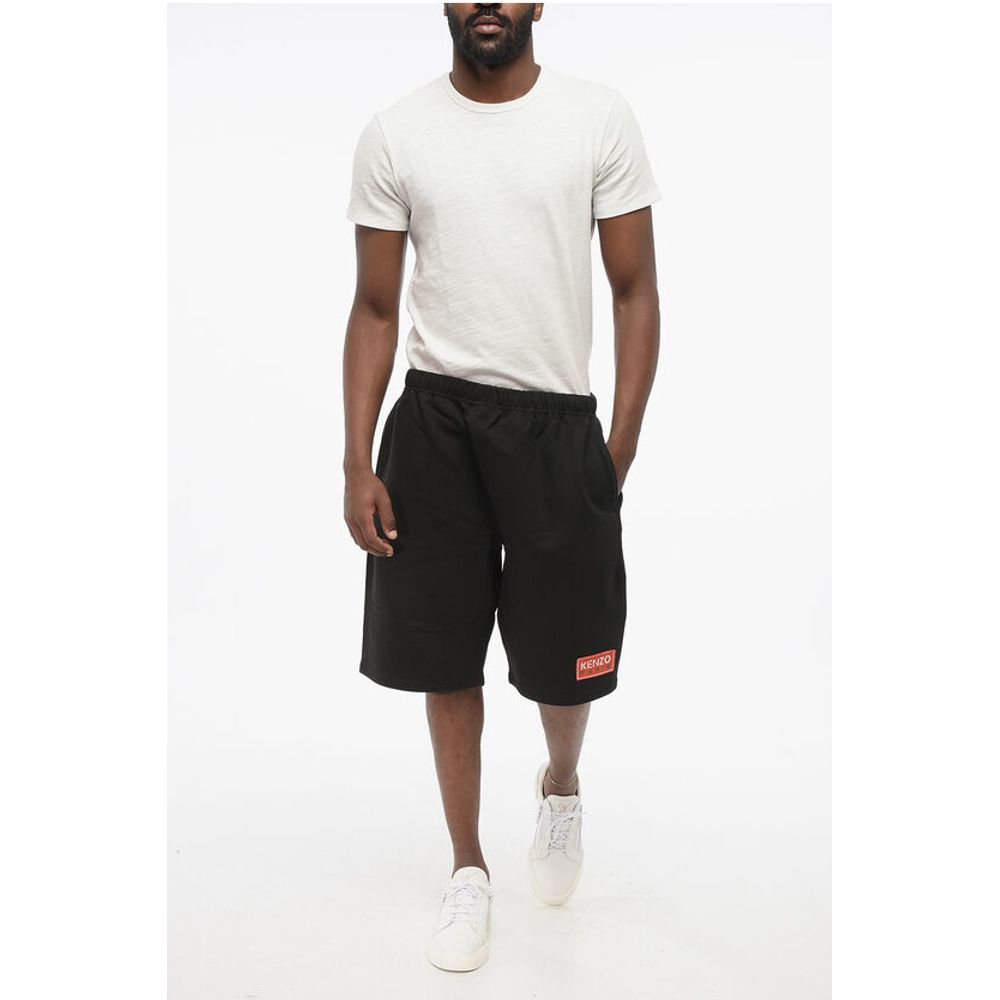 Brushed Cotton Shorts with Logo Patch
