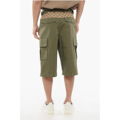 Cotton Cargo Shorts with Monogram Inserts