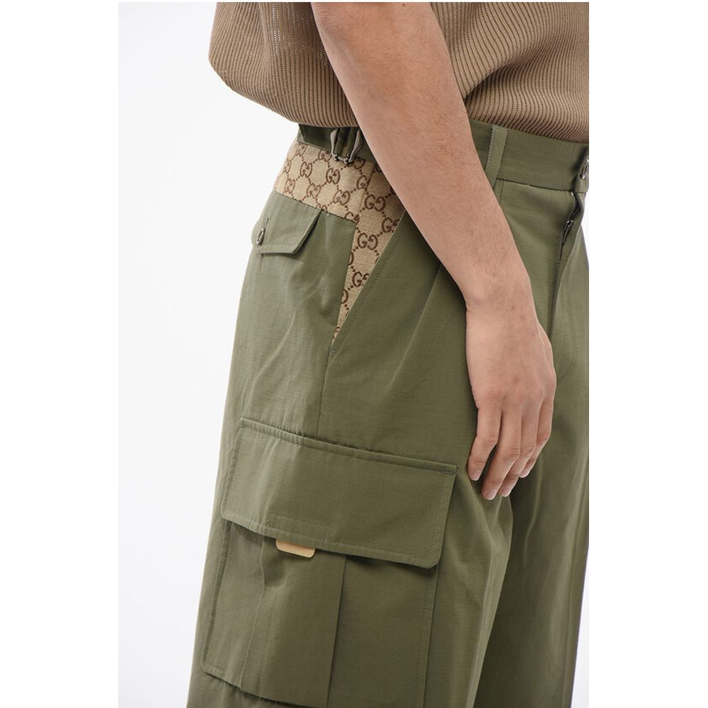 Cotton Cargo Shorts with Monogram Inserts
