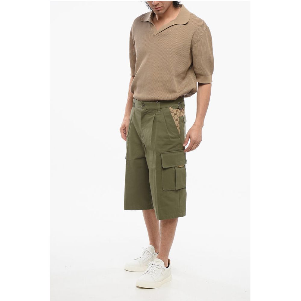 Cotton Cargo Shorts with Monogram Inserts