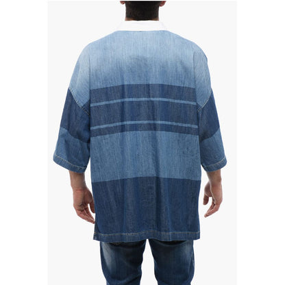 Denim Rugby Shirt with Oversized Fit