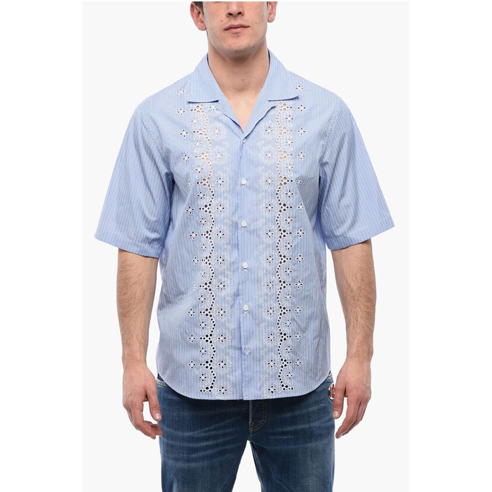 Striped SUNSET BOWLING Shirt with Broderie Anglaise