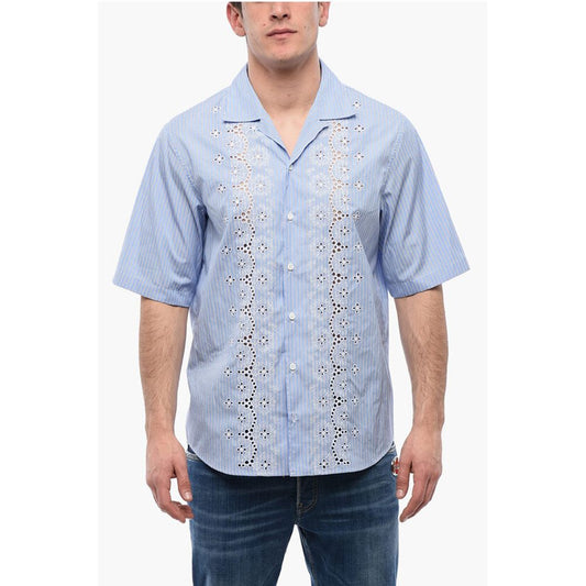 Striped SUNSET BOWLING Shirt with Broderie Anglaise