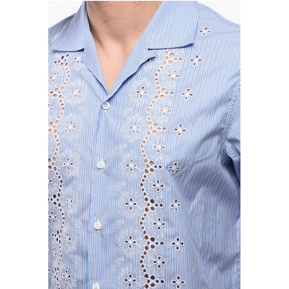 Striped SUNSET BOWLING Shirt with Broderie Anglaise
