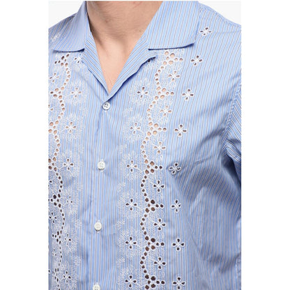 Striped SUNSET BOWLING Shirt with Broderie Anglaise