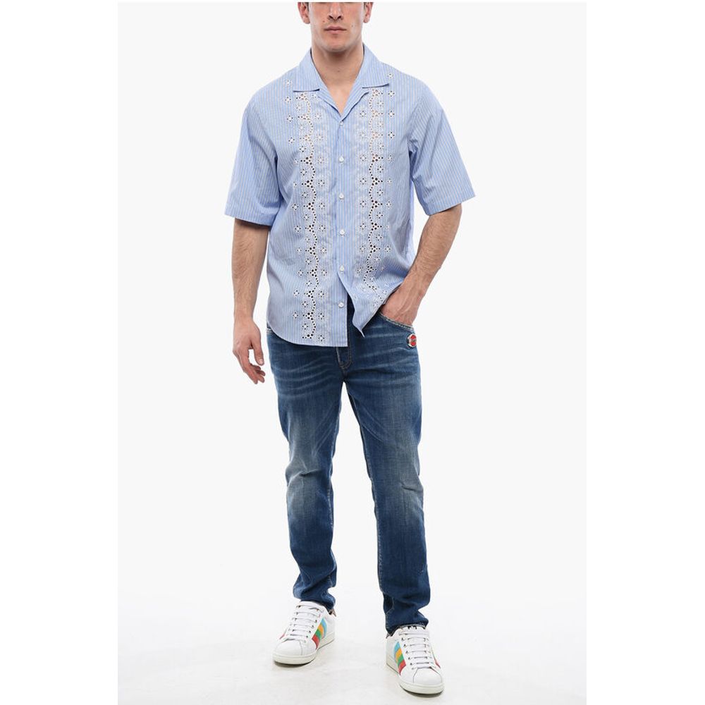 Striped SUNSET BOWLING Shirt with Broderie Anglaise