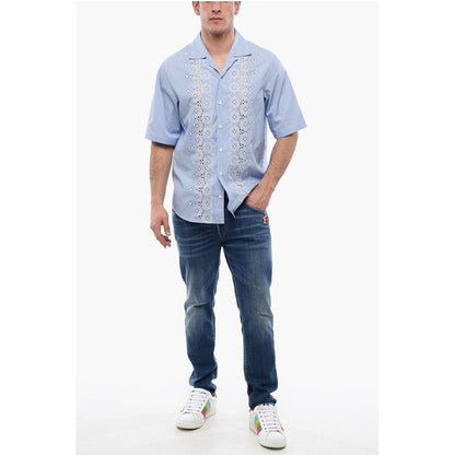 Striped SUNSET BOWLING Shirt with Broderie Anglaise