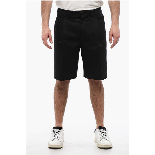 Solid Color Single Pleat Shorts with Belt Loops