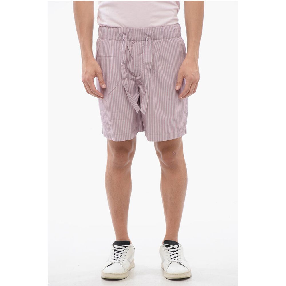 TEKLA Striped Cotton Shorts with Drawstring Waist