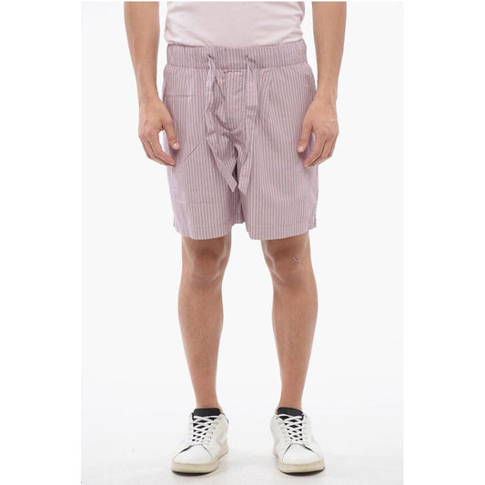 TEKLA Striped Cotton Shorts with Drawstring Waist