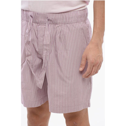 TEKLA Striped Cotton Shorts with Drawstring Waist