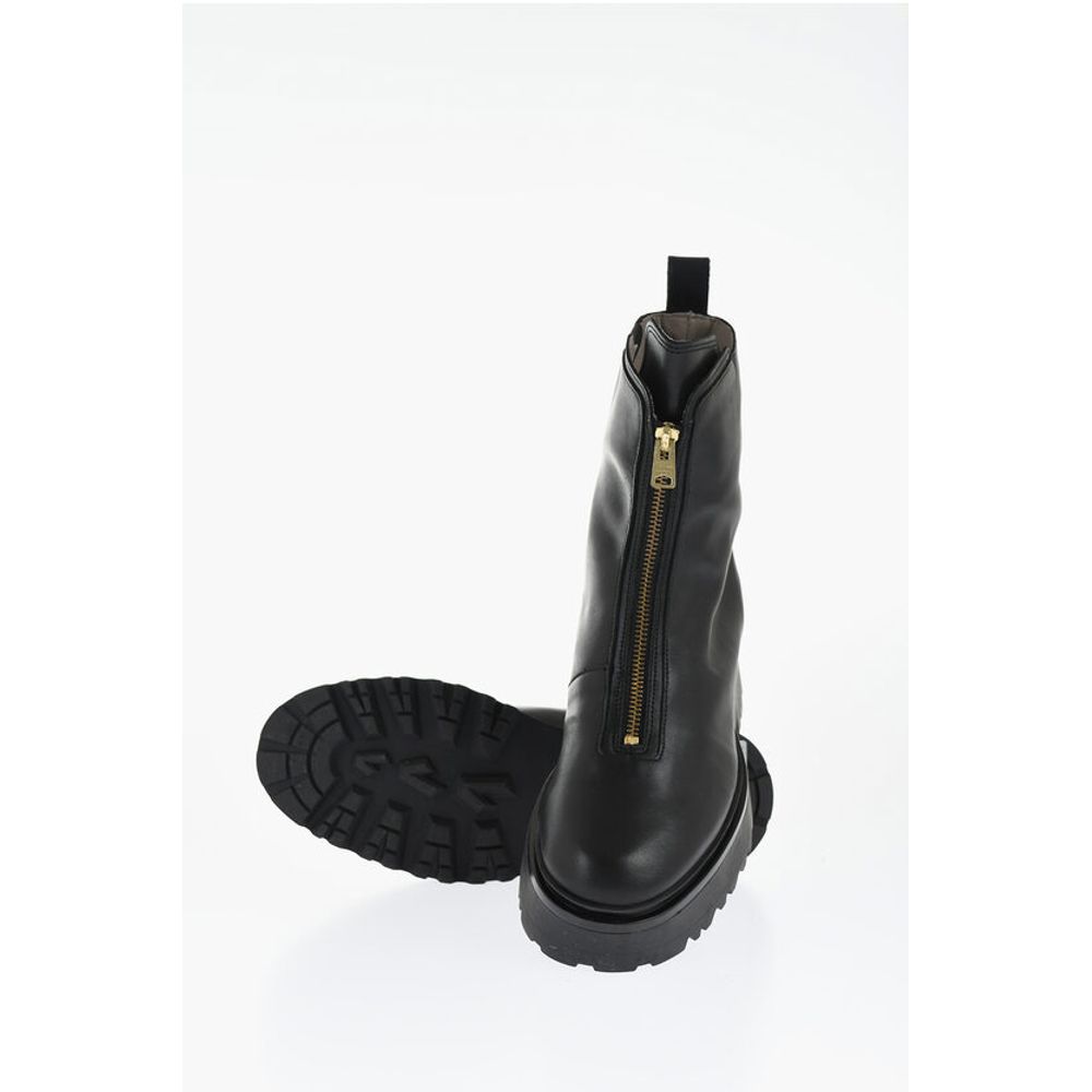 Leather OPHELIA Booties with Frontal Zip