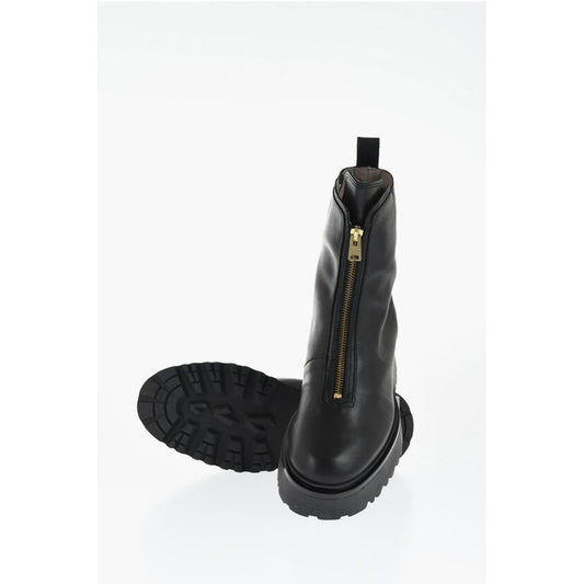 Leather OPHELIA Booties with Frontal Zip