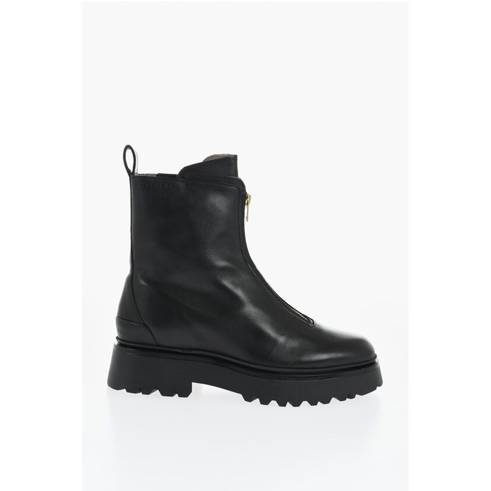 Leather OPHELIA Booties with Frontal Zip