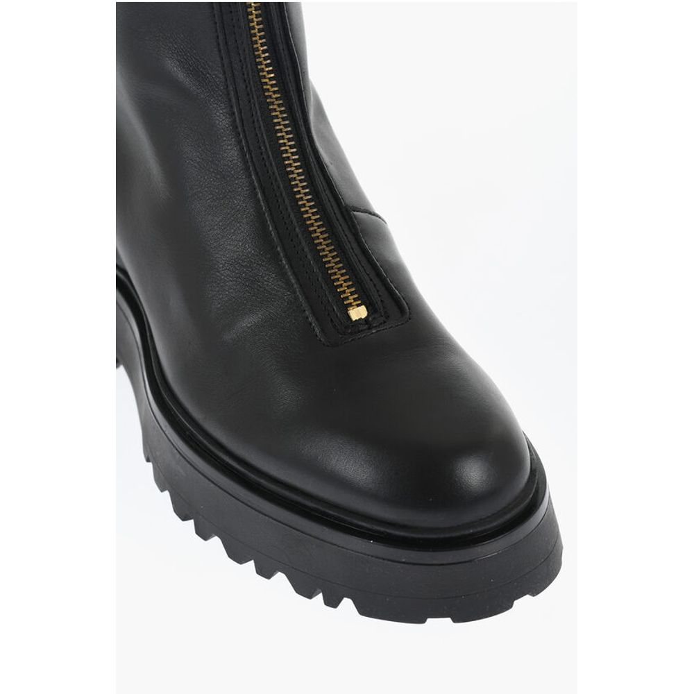 Leather OPHELIA Booties with Frontal Zip
