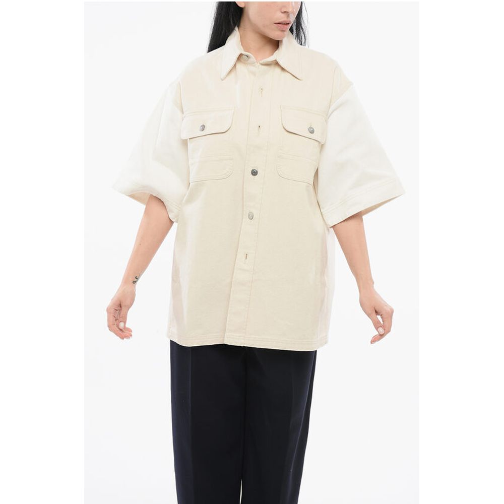 Denim Overshirt with Contrasting Sleeves