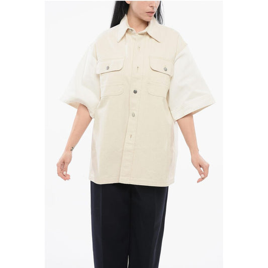 Denim Overshirt with Contrasting Sleeves