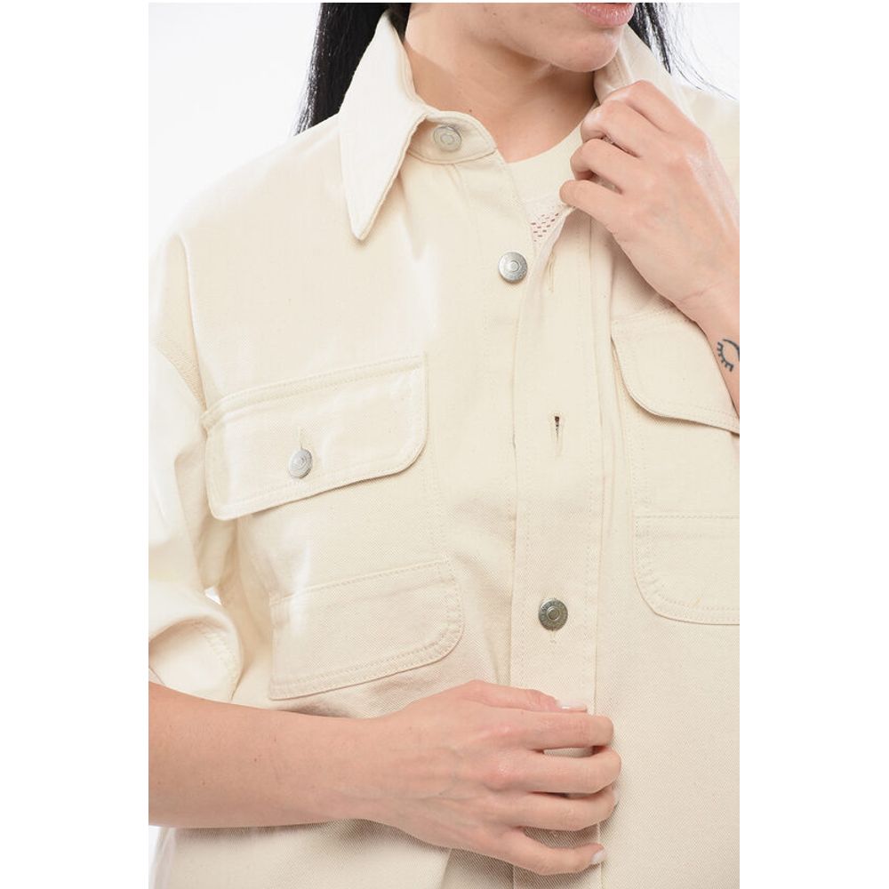 Denim Overshirt with Contrasting Sleeves