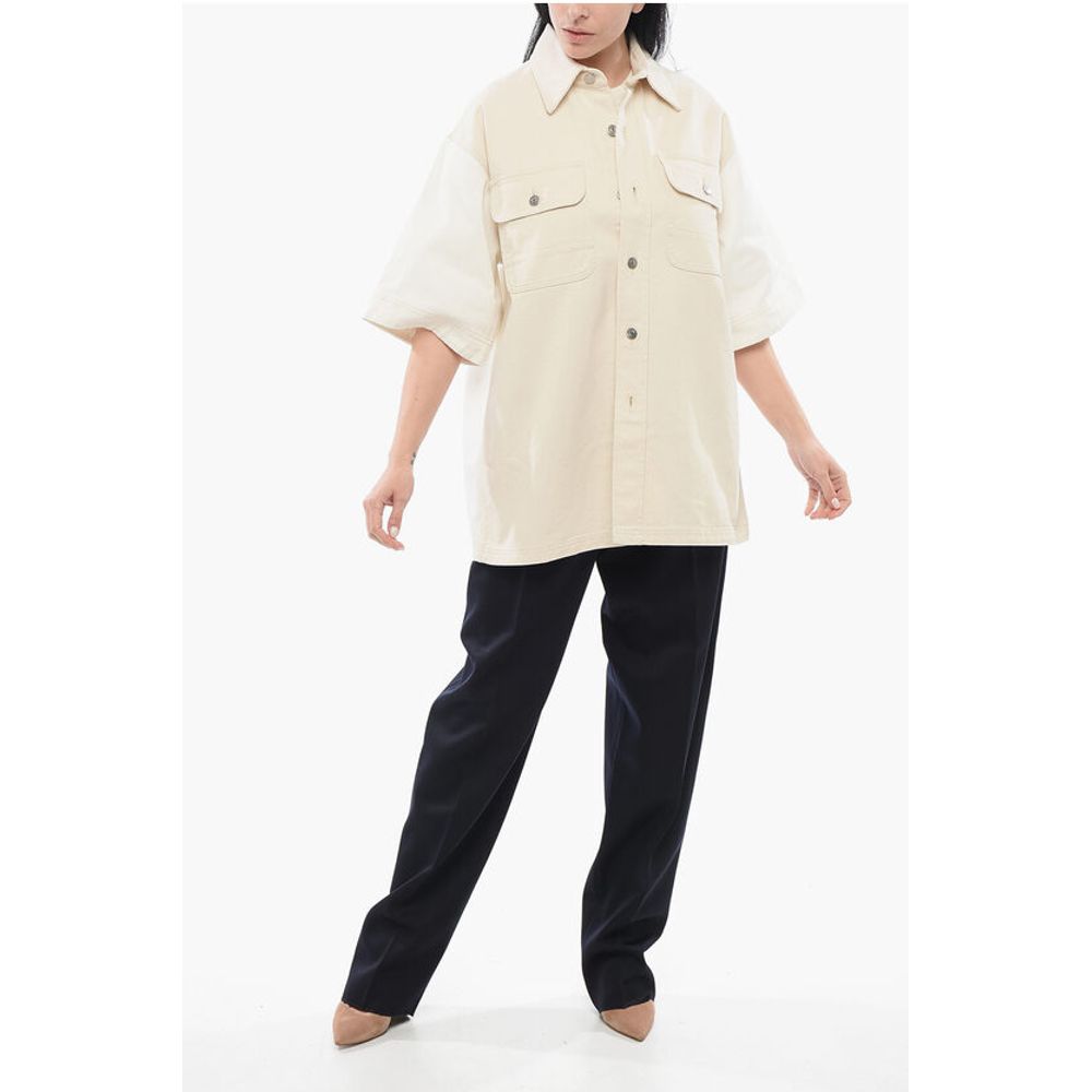 Denim Overshirt with Contrasting Sleeves