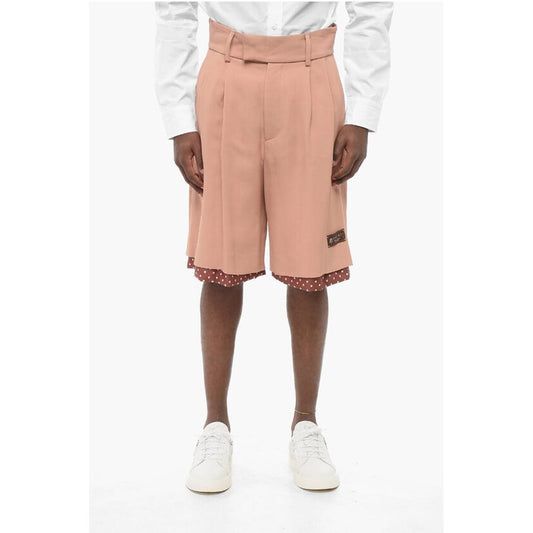 Double-pleated Twill Viscose Shorts with Polka Dot Detail