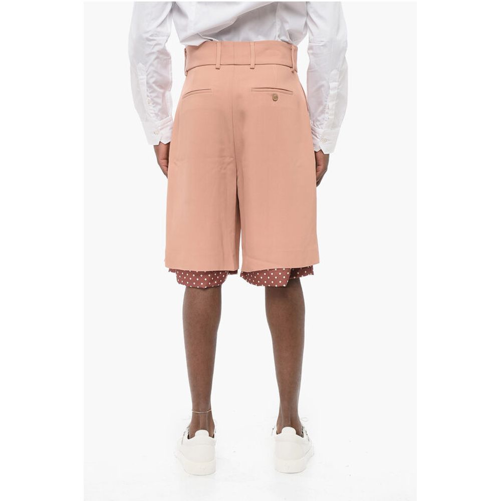 Double-pleated Twill Viscose Shorts with Polka Dot Detail