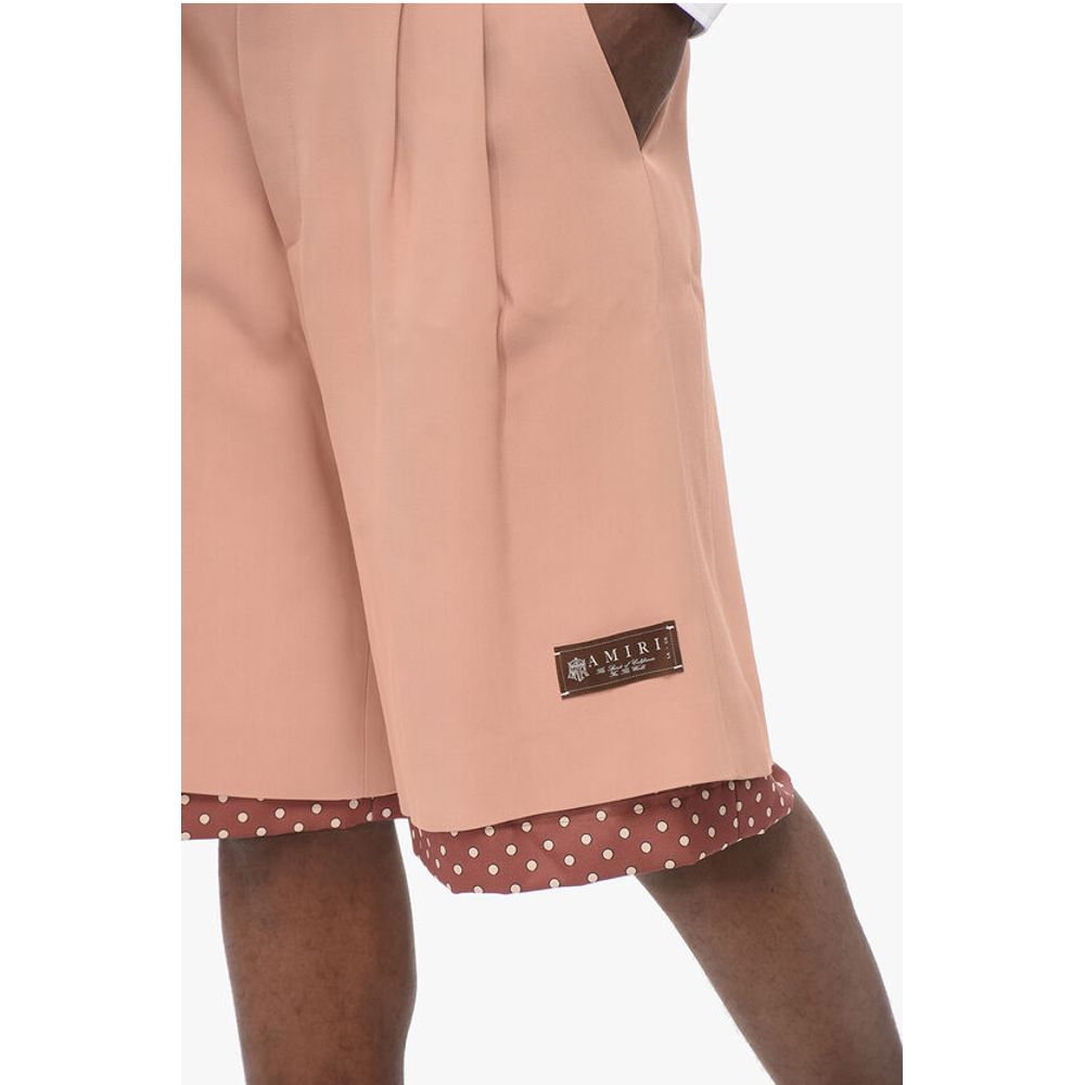 Double-pleated Twill Viscose Shorts with Polka Dot Detail