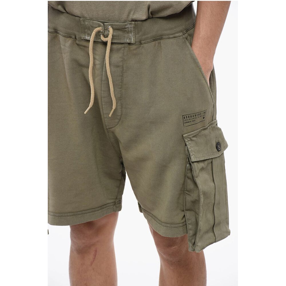 Brushed Cotton Cargo Shorts with Rope Drawstring