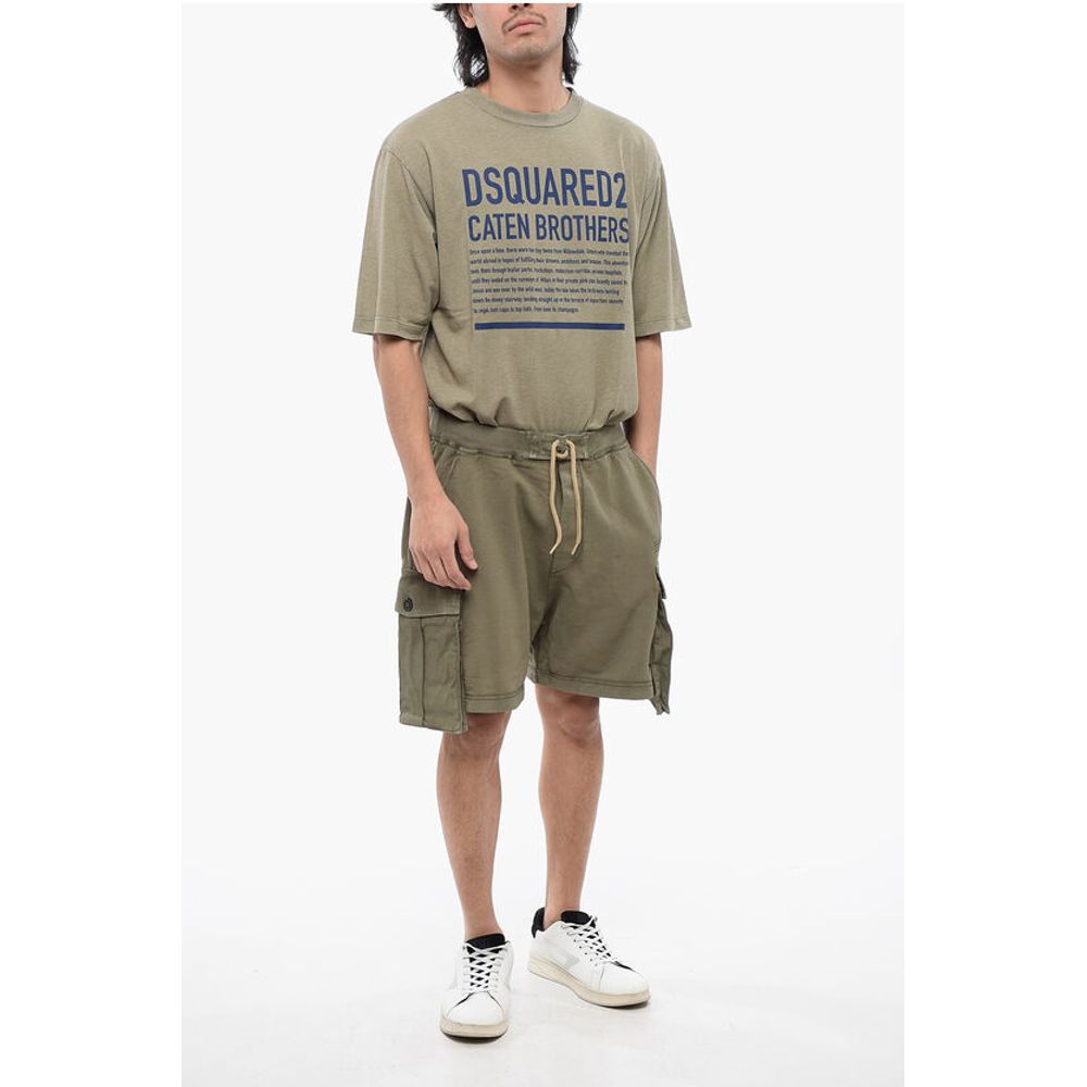 Brushed Cotton Cargo Shorts with Rope Drawstring