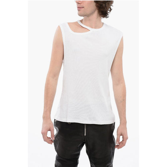 Ribbed Cotton Tank Top with Cut-out