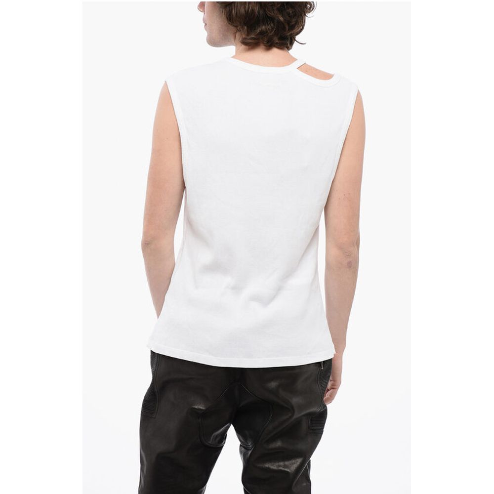 Ribbed Cotton Tank Top with Cut-out