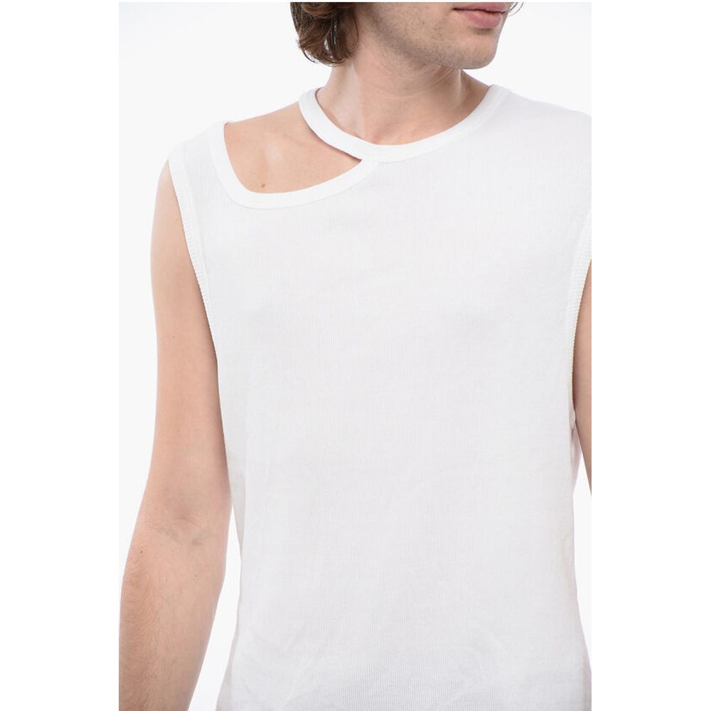 Ribbed Cotton Tank Top with Cut-out