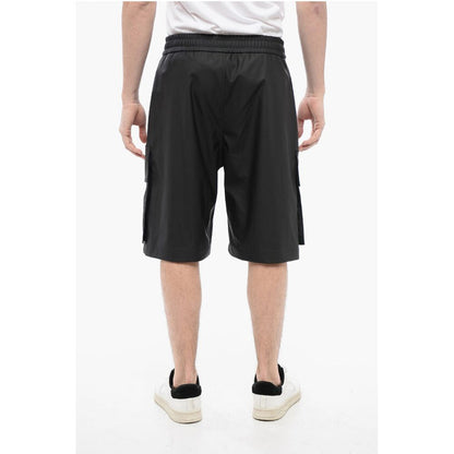Eco-leather Cargo Shorts with Elastic Waistband