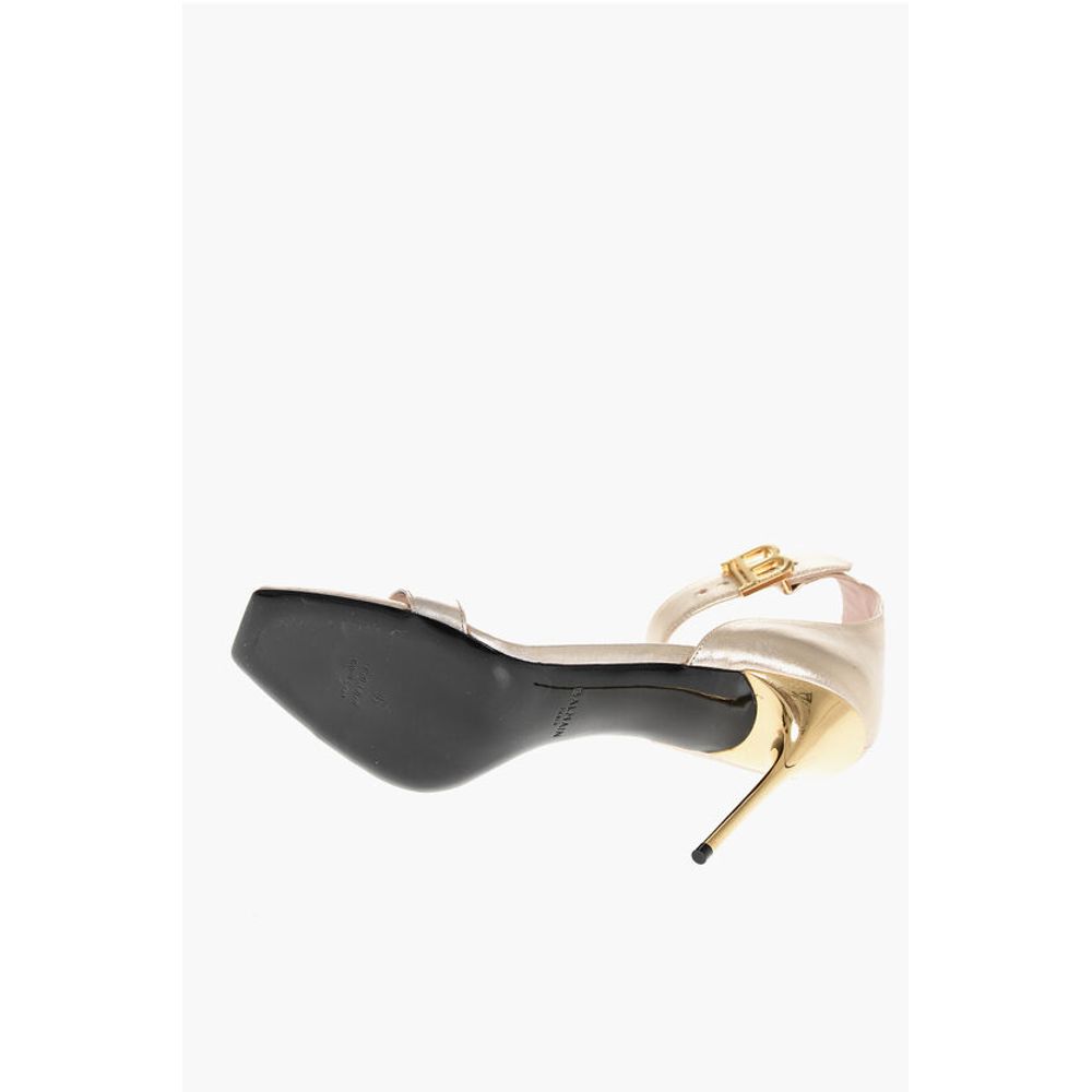 Metallized Leather Ankle-Strap Sandals 11 cm