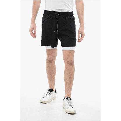 Double-layered Running Shorts with Side Logoed Bands