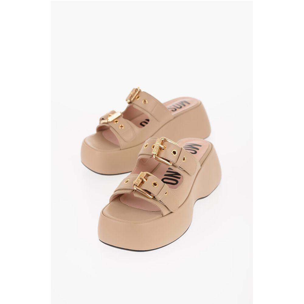 COUTURE! Leather DOLLY75 Sandals with Golden-Effect Double B