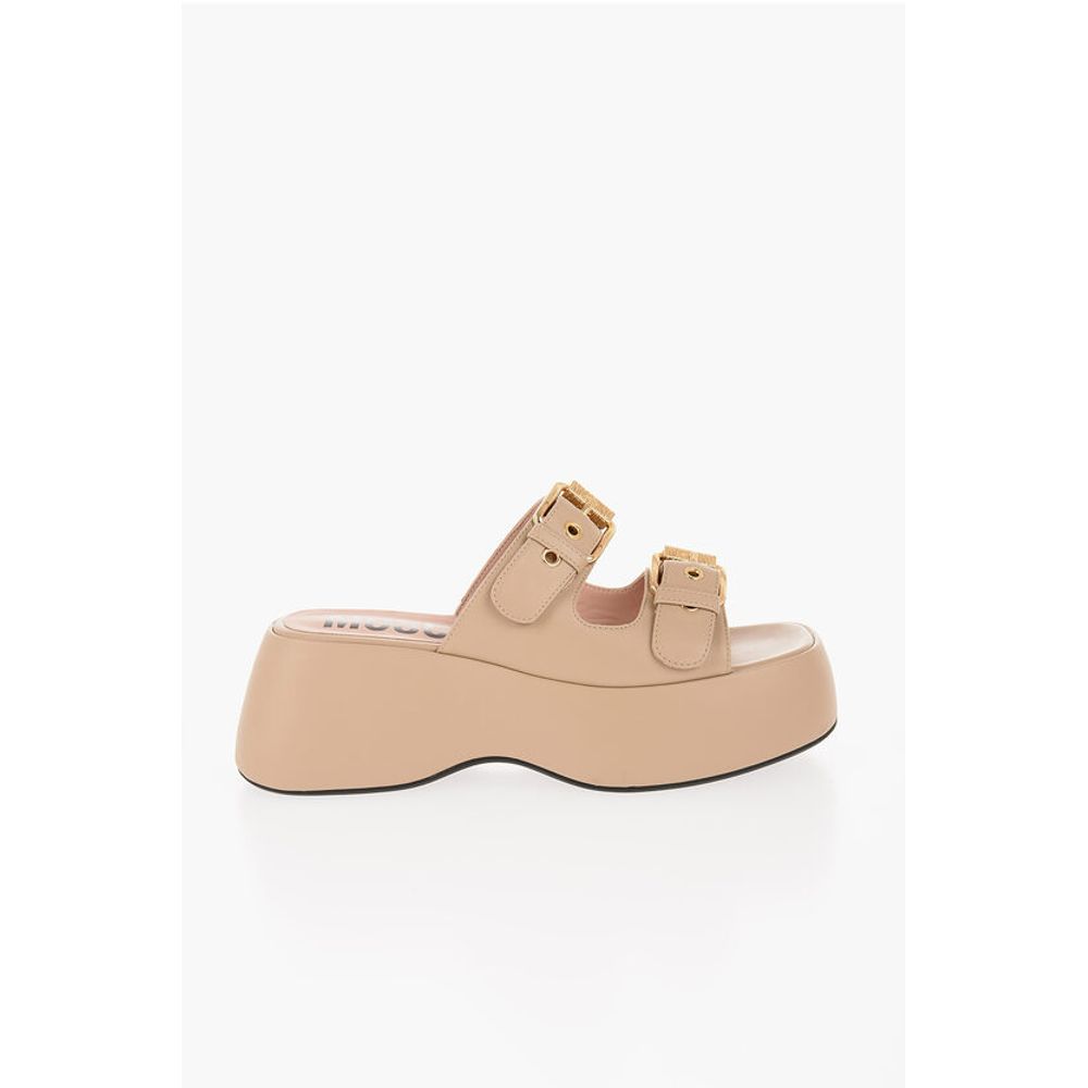 COUTURE! Leather DOLLY75 Sandals with Golden-Effect Double B