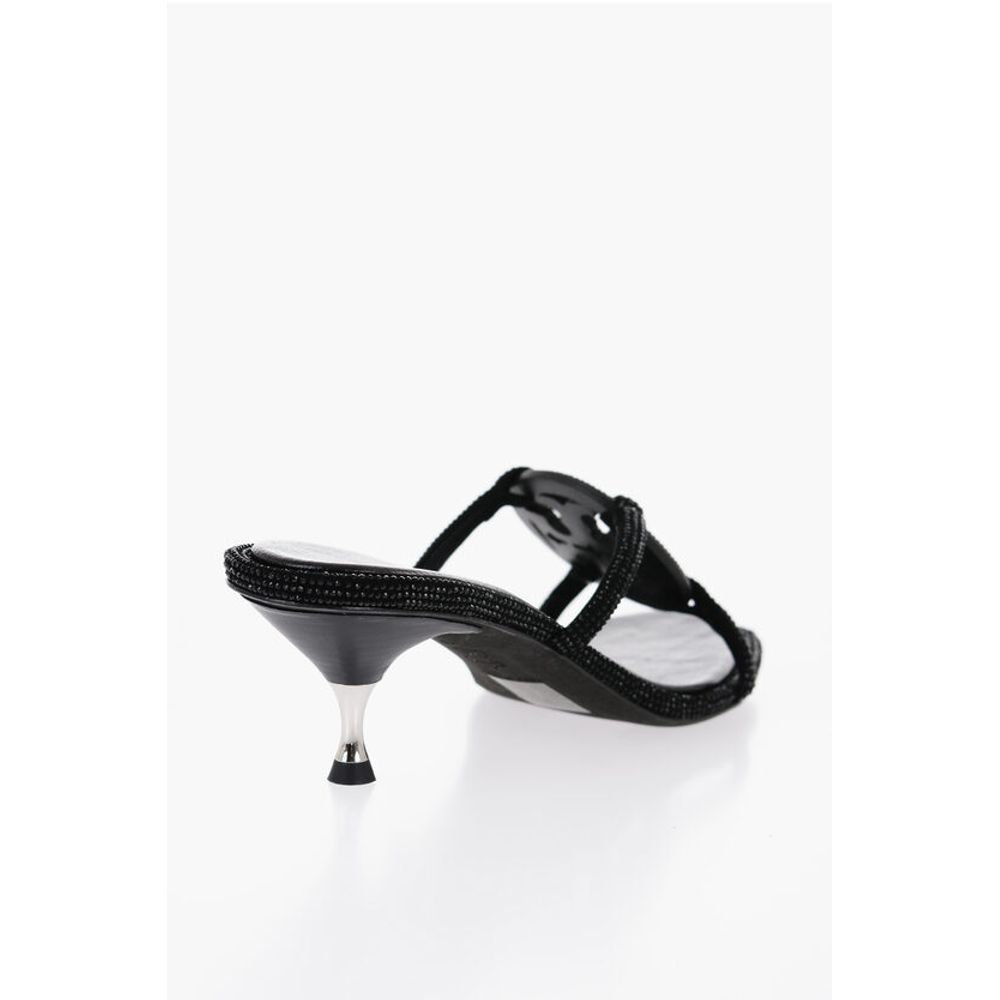 Suede PAVE GEO BOMBE Sandals with Rhinestone 5,5cm