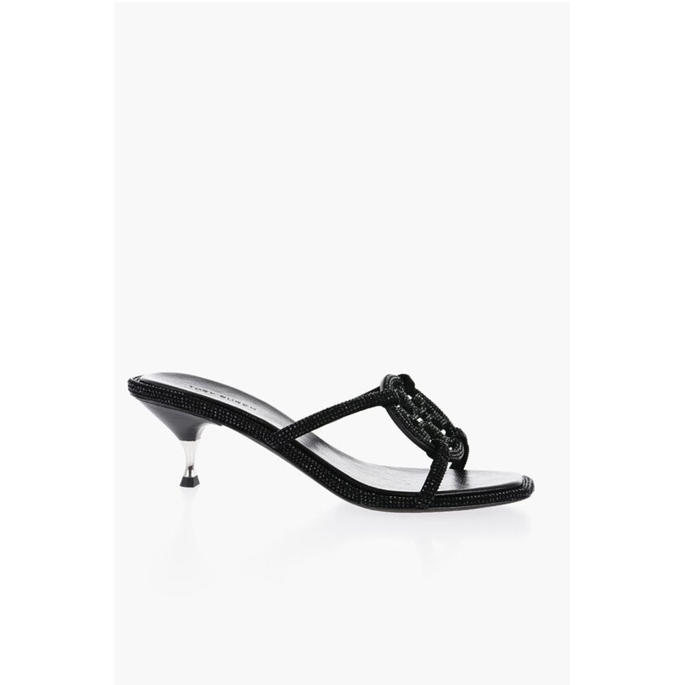 Suede PAVE GEO BOMBE Sandals with Rhinestone 5,5cm