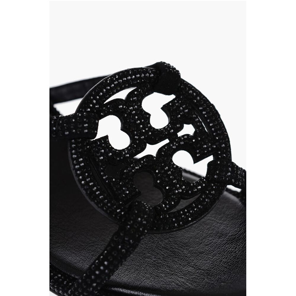 Suede PAVE GEO BOMBE Sandals with Rhinestone 5,5cm