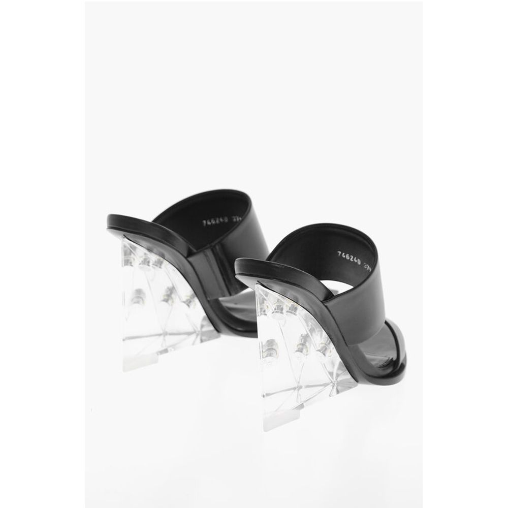 Leather NEW LUX Sandals with Plexiglass Heel 10cm