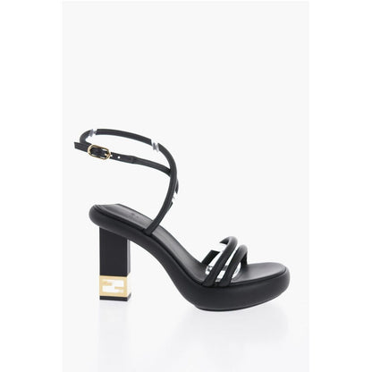 Logoed Heel Leather Sandals 10cm