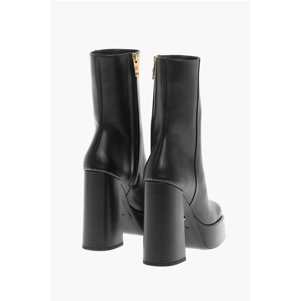 Leather Platform Booties with Inner Zip 13cm