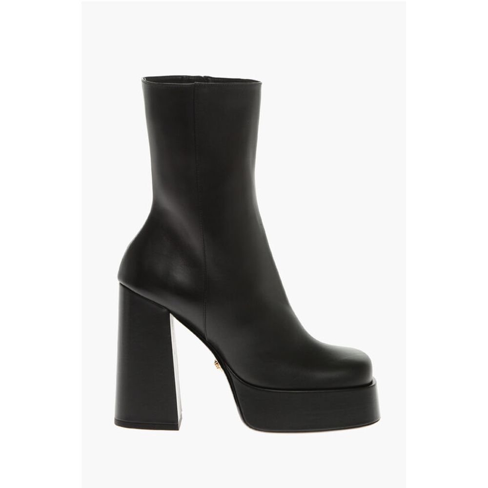 Leather Platform Booties with Inner Zip 13cm