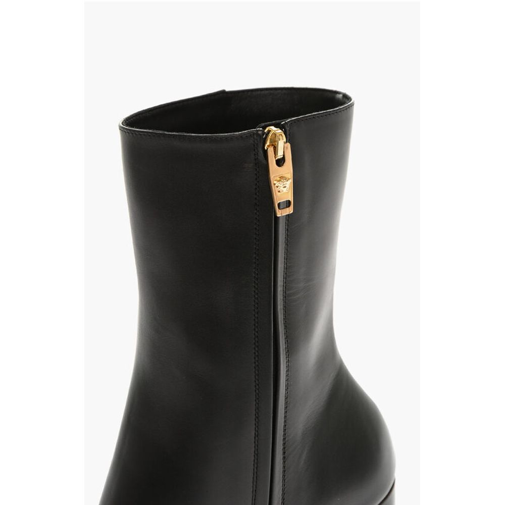 Leather Platform Booties with Inner Zip 13cm