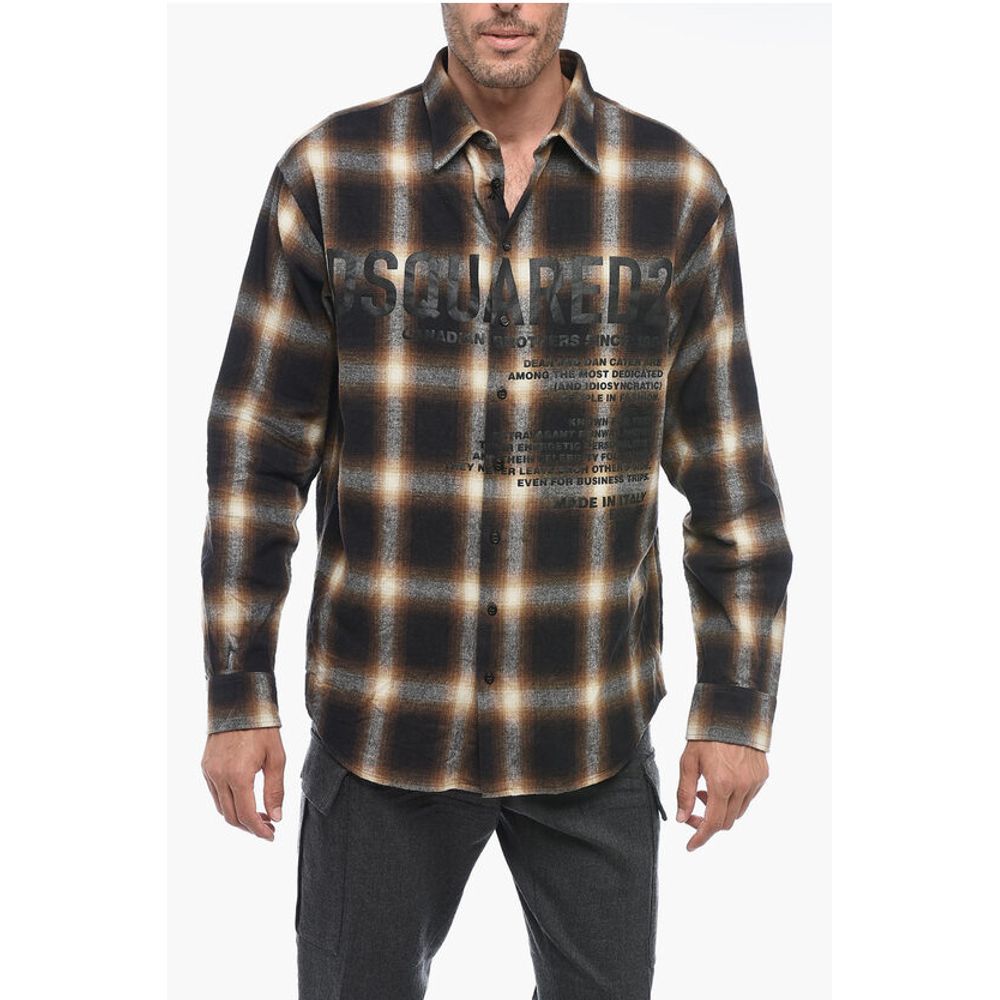 Flannel Shirt with Lettering Print