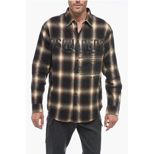 Flannel Shirt with Lettering Print