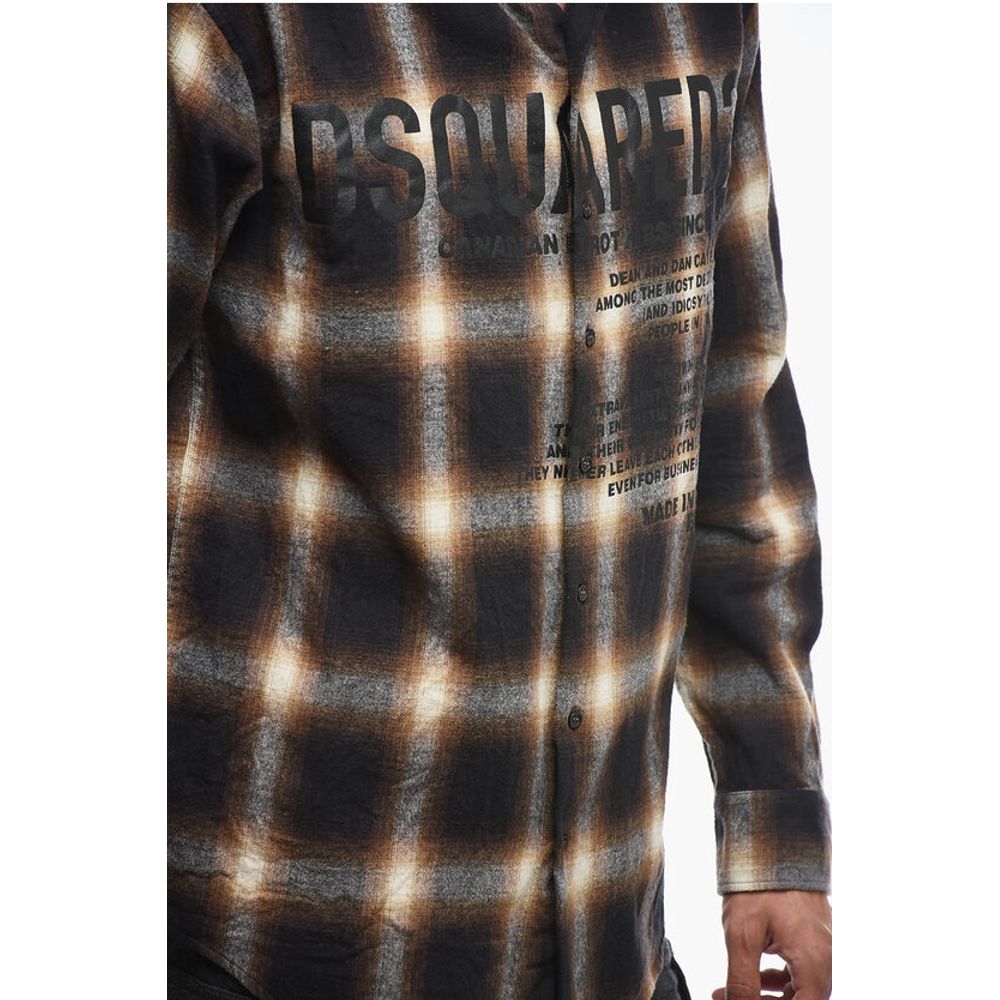 Flannel Shirt with Lettering Print