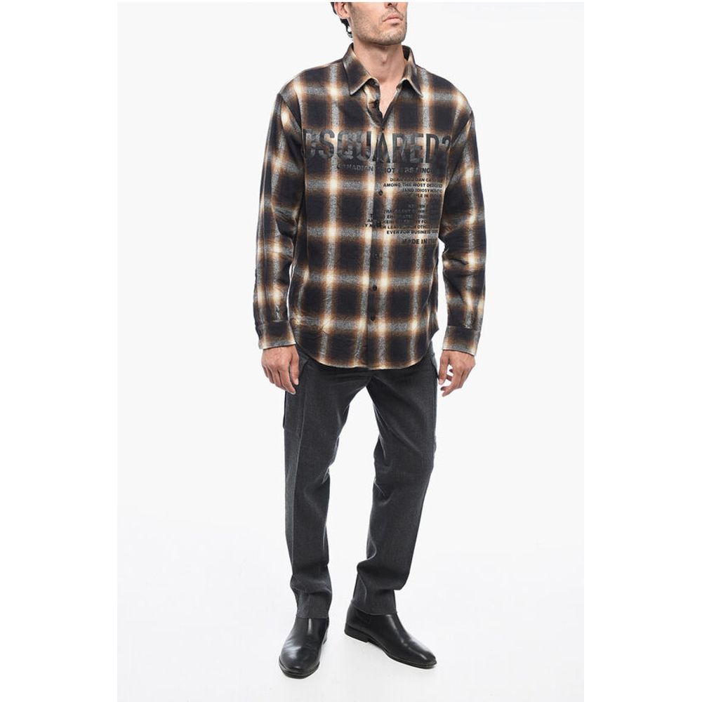 Flannel Shirt with Lettering Print